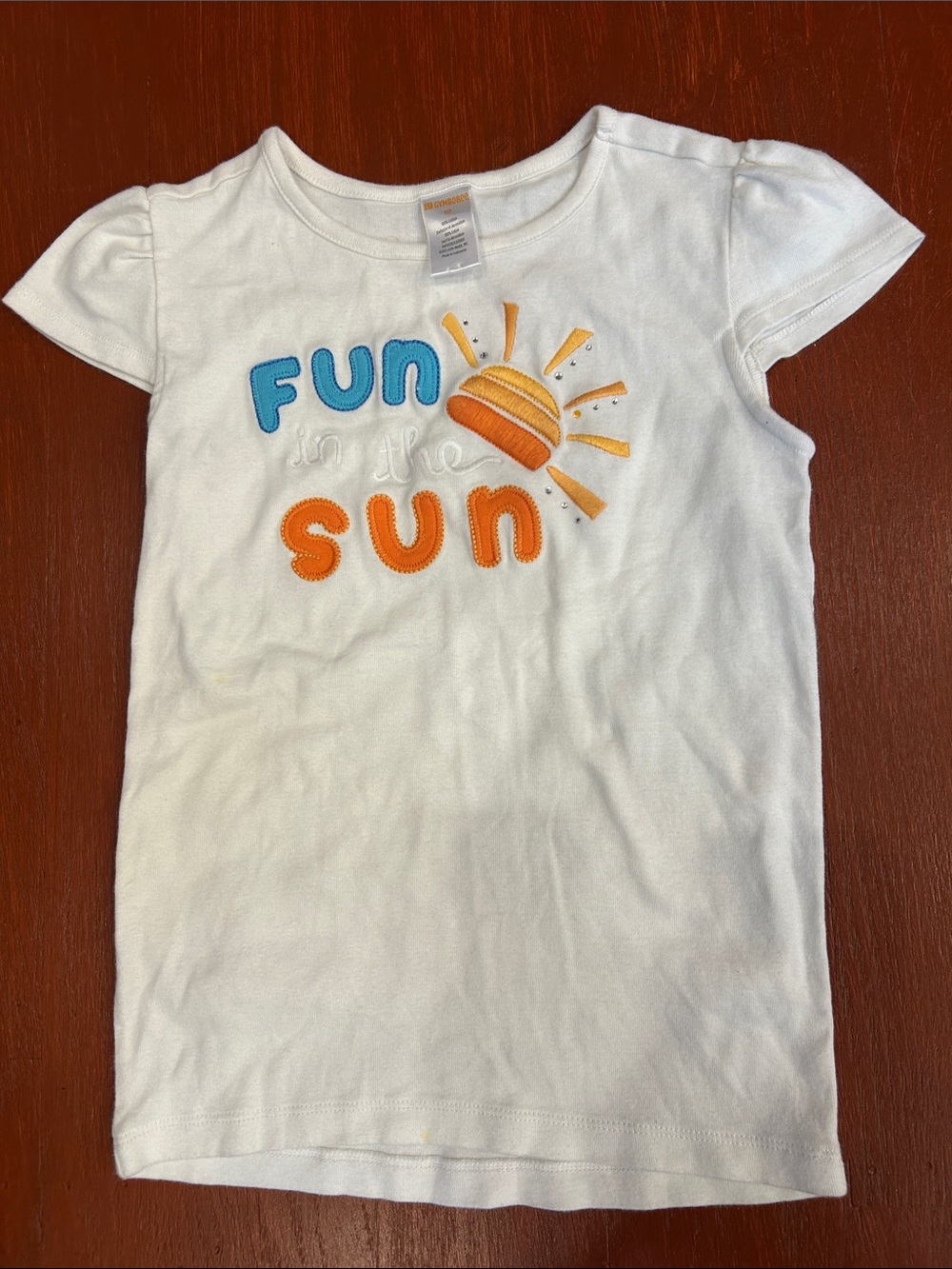 Gymboree White Tee with Blue & Orange 'Fun Sun' Applique